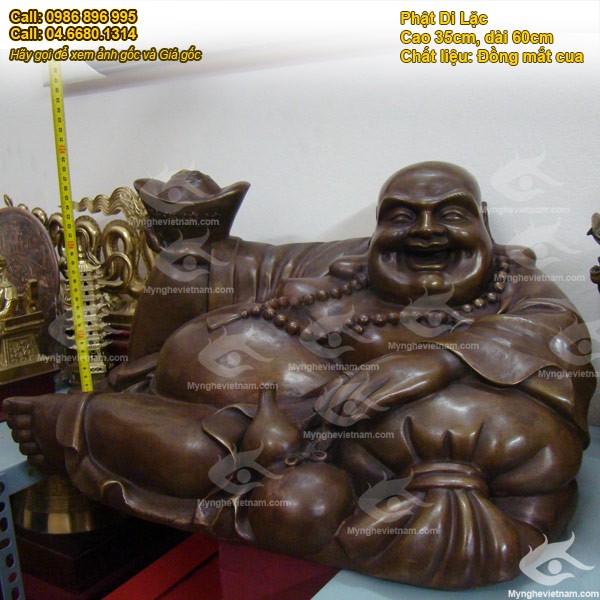 Tượng Phật Di Lặc,tựa bao bố,dâng tiền,cao 35cmx60cm