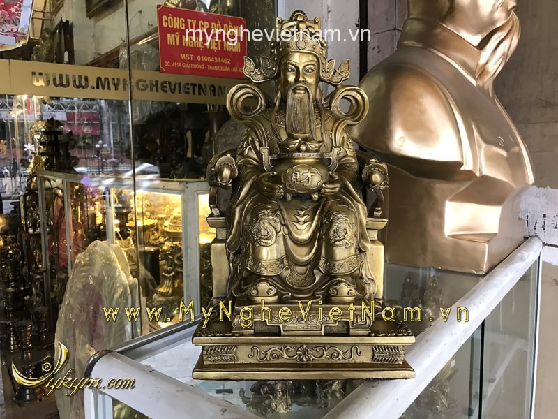 tượng thần tài ôm hũ vàng ngồi ghế rồng cao 40cm