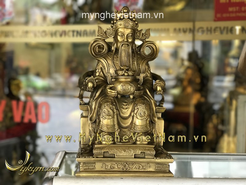 tượng thần tài ôm hũ vàng ngồi ghế rồng cao 40cm