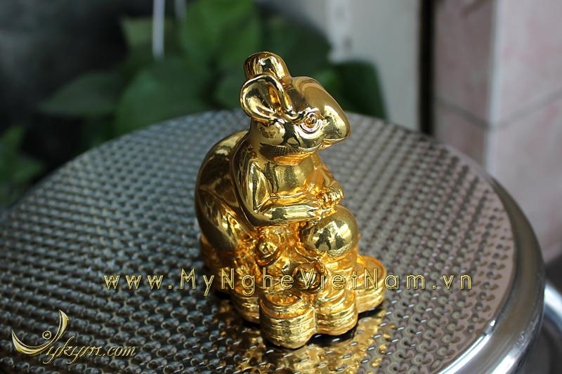 tượng chuột đồng ngồi tiền mạ vàng cao cấp 1
