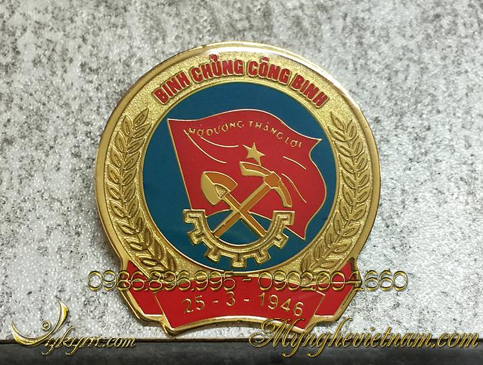 logo huy hiệu binh chủng công binh, quân đội hiệu bằng đồng 1