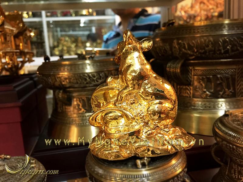 tượng chuột đồng mạ vàng cao 10cm