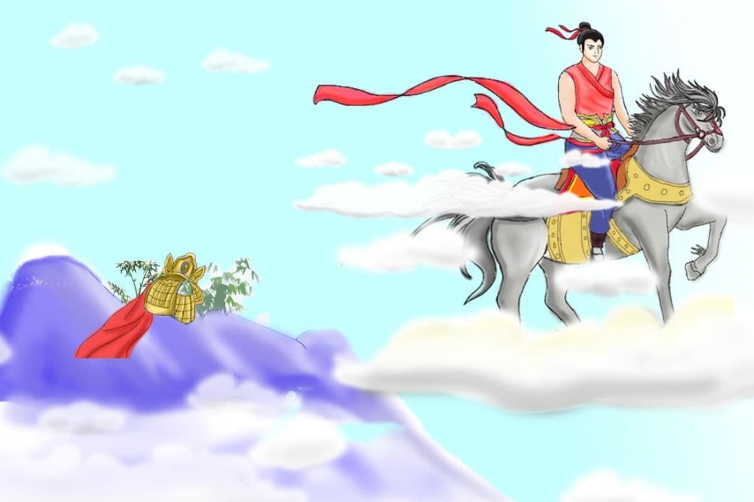 Phù Đổng Thiên Vương cưỡi ngựa bay về Trời.