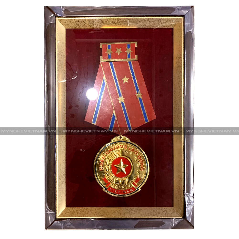 Huân chương lao động bằng đồng đúc mạ vàng 24k cao cấp 