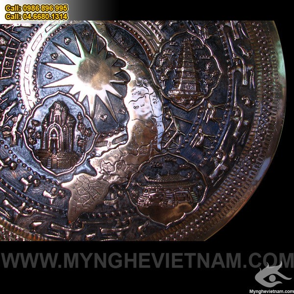 Mặt trống đồng có bản đồ Việt nam, mặt trống đồng đỏ