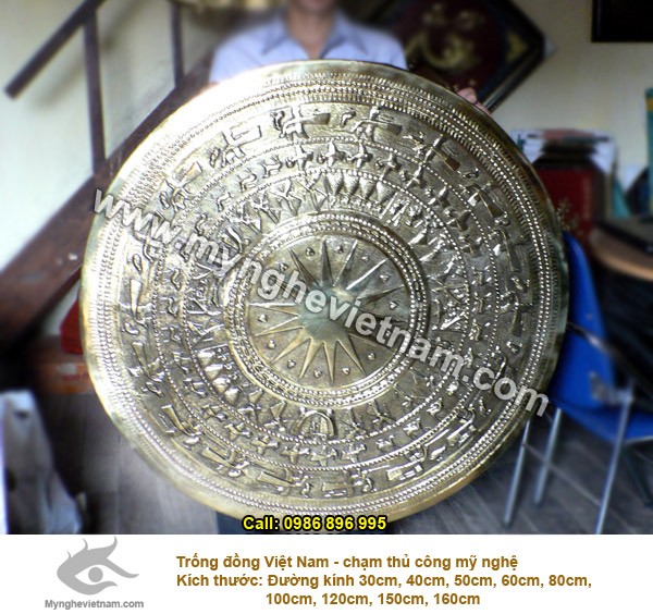 Mặt trống đồng gò bản đồ Việt Nam, trống đồng quà tặng và trang trí nhà0