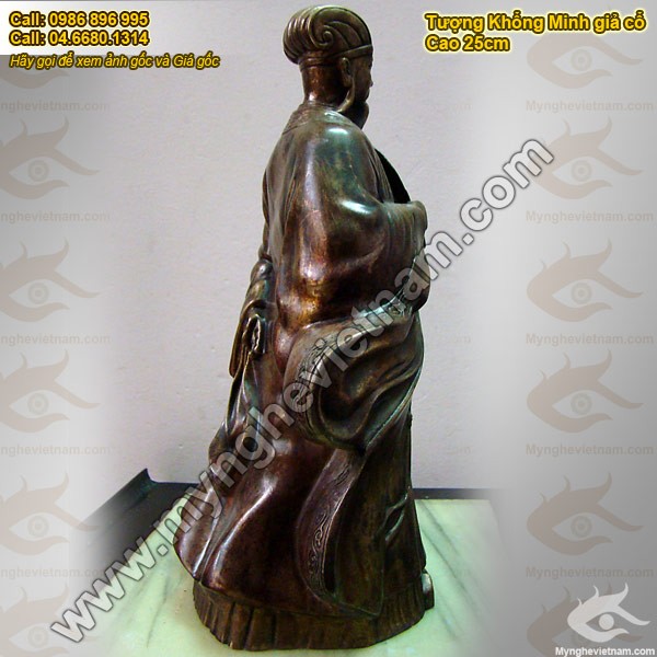 Tượng đồng Khổng Minh Gia Cát Lượng, tượng đồng phong thủy 25cm