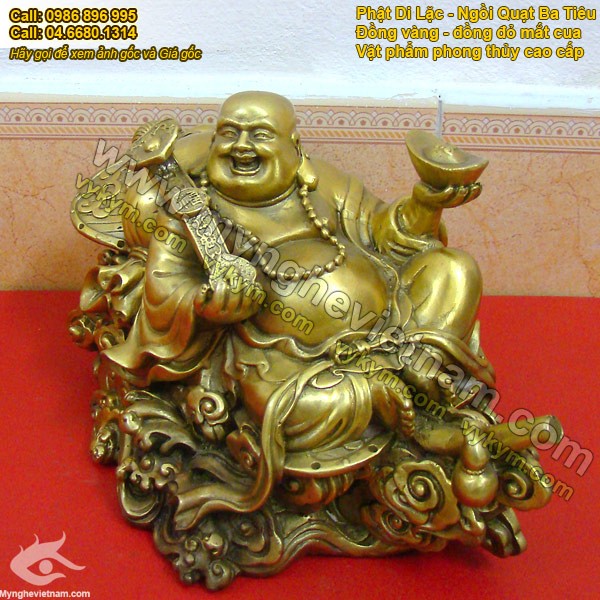 Tượng Phật Di Lạc ngồi Quạt Ba Tiêu dài 25cm