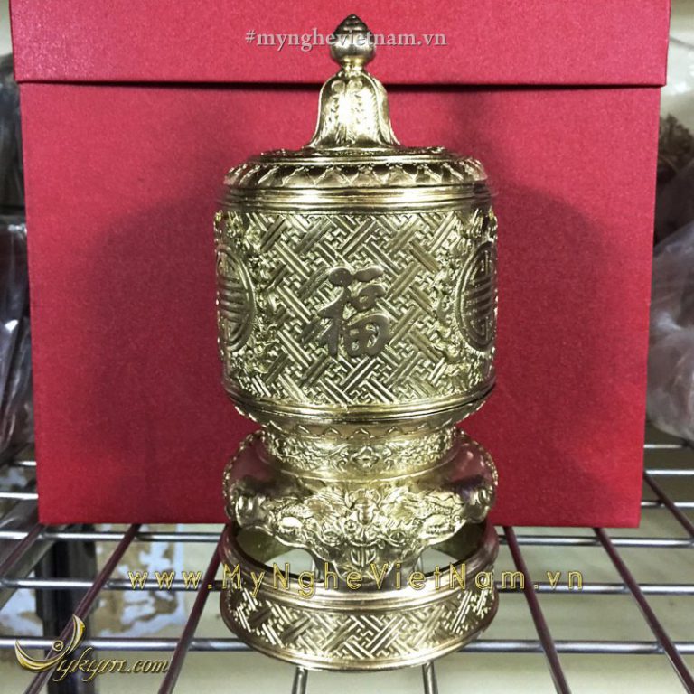 Đài nước thờ cúng bằng đồng Phúc Lộc Thọ