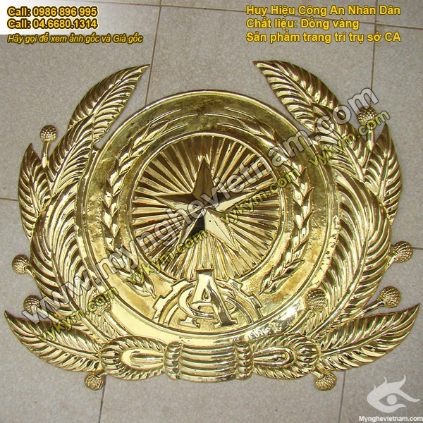 Huy hiệu tòa án, công an, quân đội, quốc huy Việt Nam bằng đồng