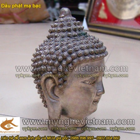 Tượng đầu Phật Tổ mạ bạc,đầu Phật Thích ca Mâu Ni