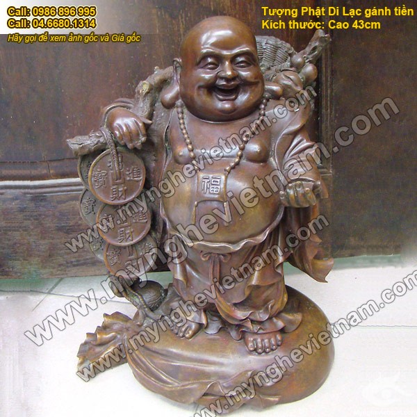 Tượng Phật Di Lạc gánh vàng 40cm giả cổ0