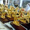 tượng ngựa đồng mạ vàng phi chân cao 28cm