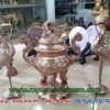 Đỉnh đồng đỏ tam sự hạc đồng cao 60cm