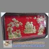 Tranh mừng thọ ông bà bằng đồng nền nhung đỏ 90cm