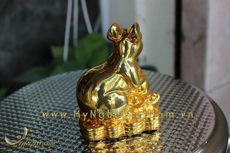 Tượng chuột mạ vàng 10cm, tượng chuột đồng phong thủy