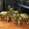 tượng voi đồng ngậm tiền ngậm gậy như ý 10cm