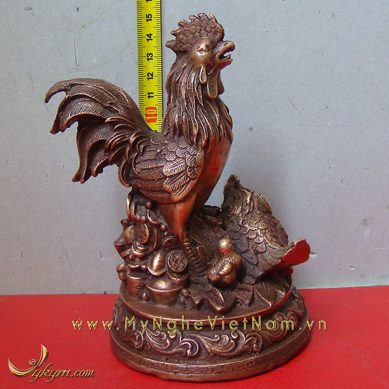 tượng gà trống gà mái và gà con cao 15cm
