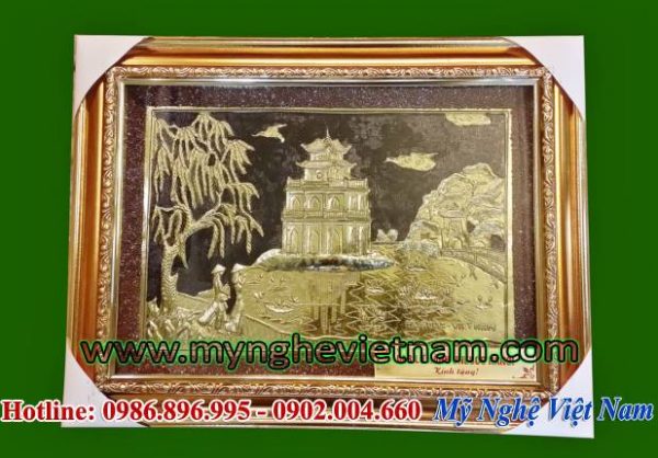 Tranh khuê văn các hà nội 40x50cm bằng đồng