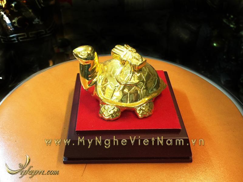tượng rùa cõng sách mạ vàng để bàn làm việc