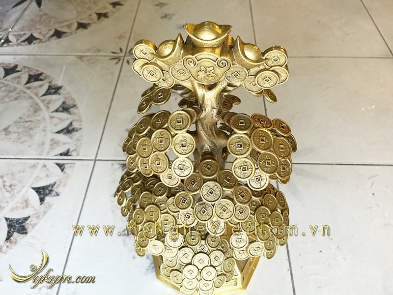 cây tiền phong thủy bày bàn thờ thần tài 40cm
