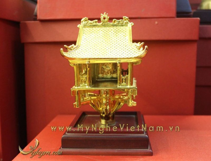 tượng chùa 1 cột 18cm mạ vàng làm quà tặng cao cấp