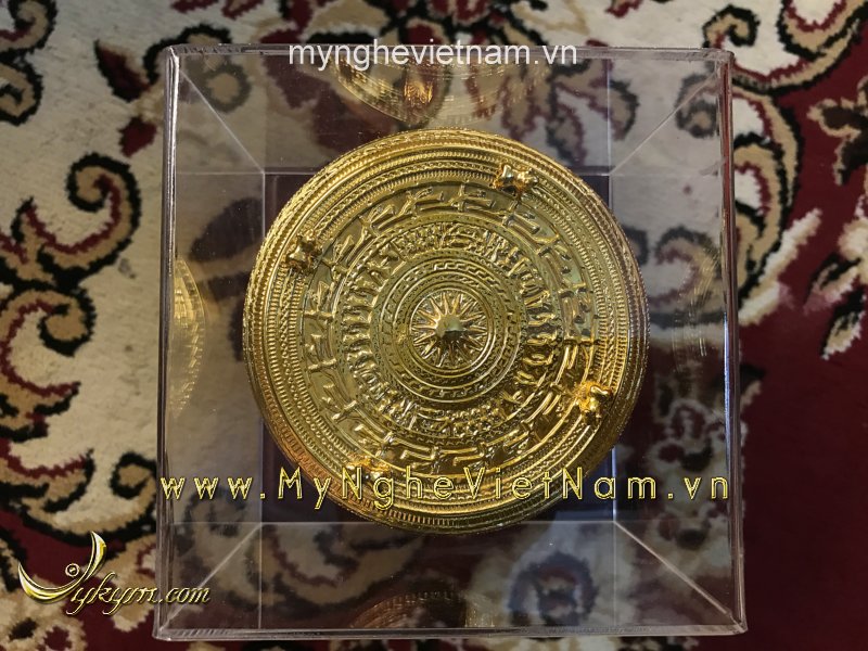 Trống đồng đk 12cm mạ vàng nano cao cấp