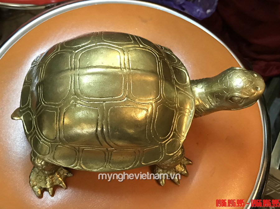 Tượng rùa đồng dài 20cm linh vật phong thủy 