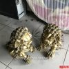 Đôi nghê phong thủy bằng đồng cao 22cm đứng không bệ