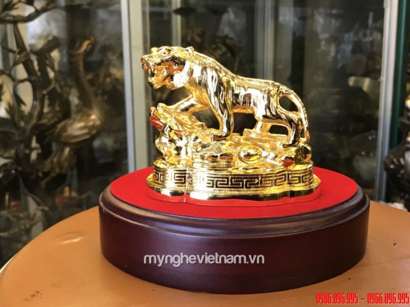 Tượng hổ đồng mạ vàng 24k dài 12cm